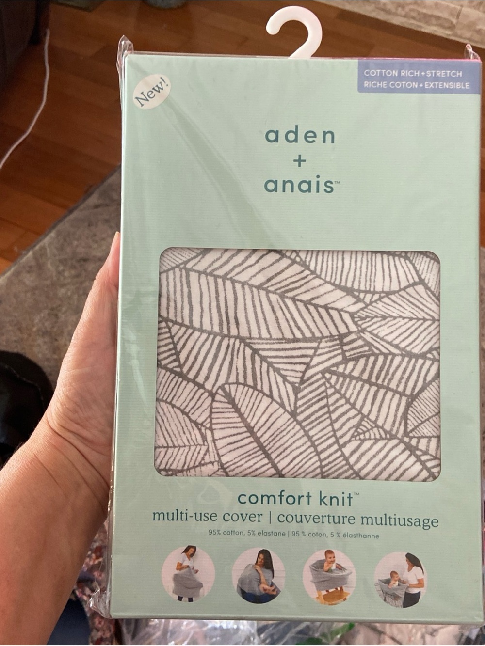 Brand New NWT aden + anais Baby Comfort Knit Multi-Use Cover Zebra Plant Pattern